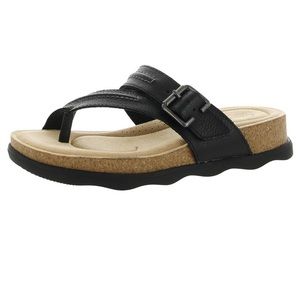 Clarks Womens Brynn Madi Leather Cushioned Footbed Slide Sandals Size 9.5
